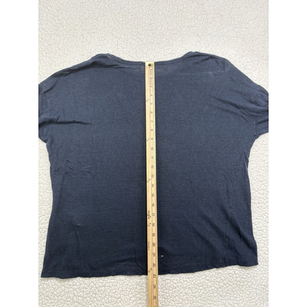 J. Jill Love Linen Knit Blouse Navy Blue 3/4 Sleeve Top Large Shirt Breathable - Picture 8 of 8